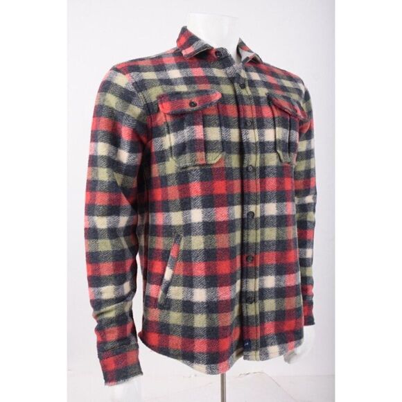 Johnnie-O Mens Gilroy Fleece Shirt Jacket Malibu Red Plaid M Medium NWT $198 - Picture 2 of 6